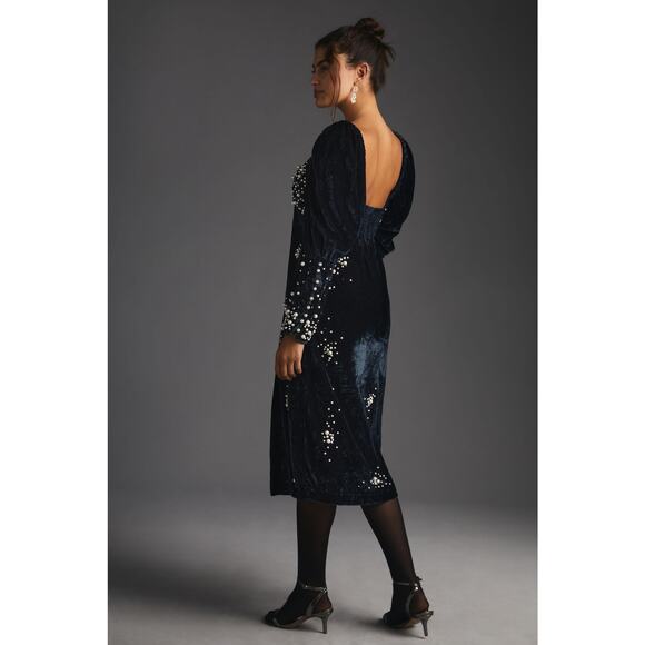 Anthropologie Maeve Embellished Velvet Dress - New - Size XXS - Picture 5 of 7
